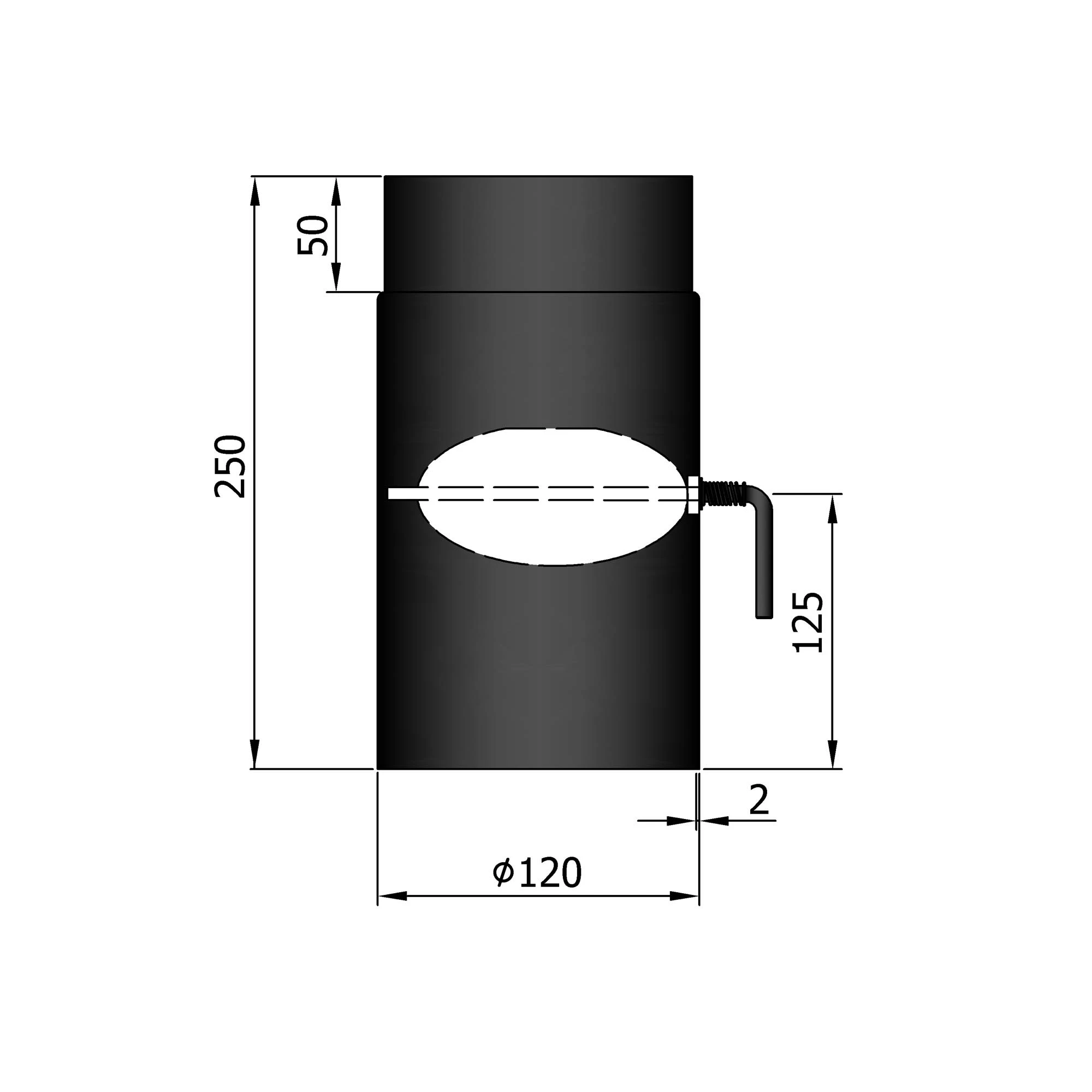 Rauchrohr Stahl 250 Mm Schwarz Mit Drosselklappe 5 Rauchrohr Stahl 250 Mm Schwarz Mit Drosselklappe – Bild 5