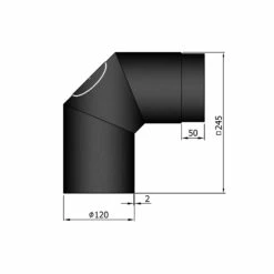 Rauchrohrbogen Stahl 2x 45° Schwarz Mit Tür, Kurz -Cafiro Geschäft 12 2548ewecpssue126