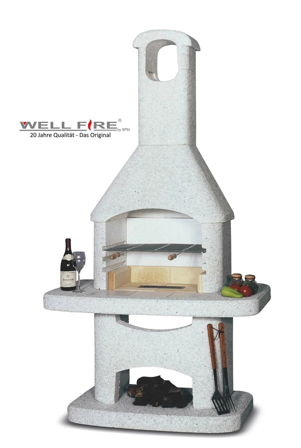 Grillkamin Wellfire NOVA Weiß Mit Betonhaube 1 Grillkamin Wellfire NOVA Weiß Mit Betonhaube