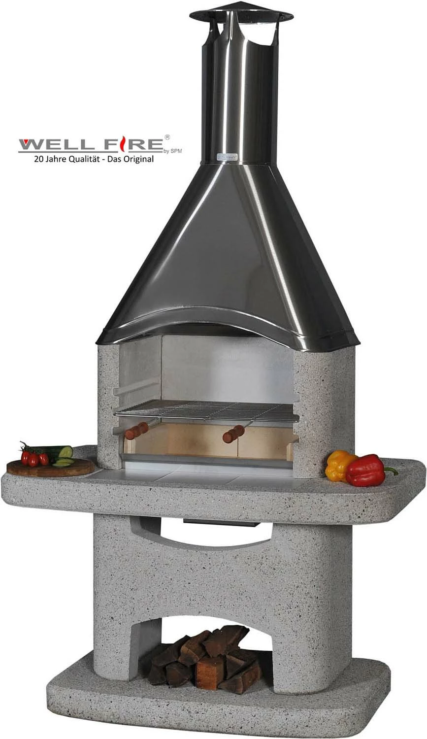 Grillkamin Wellfire NOVA Weiß Mit Edelstahlhaube 1 Grillkamin Wellfire NOVA Weiß Mit Edelstahlhaube