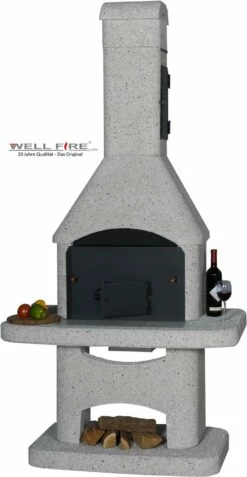 Grillkamin Wellfire NOVA QUATTRO 4 In 1 Weiß Mit Betonhaube