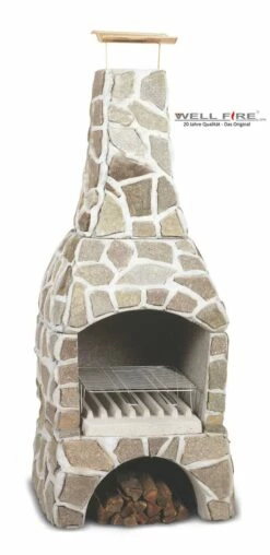 Grillkamin Wellfire LANDAU Rot-braun Mit Natursteinverkleidung