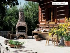 Grillkamin Wellfire LANDAU Rot-braun Mit Natursteinverkleidung -Cafiro Geschäft 1252 2