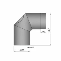 Rauchrohrbogen Stahl 2x 45° Hellgrau Mit Tür, Kurz -Cafiro Geschäft 15 255i9i0jdeffelum