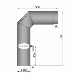 Anschlussrohr Stahl 2x 45° 700 X 500 Mm Hellgrau Mit Tür, Drosselklappe -Cafiro Geschäft 15 341y6bs6ljrb1ytp