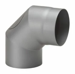 Rauchrohrbogen Stahl 2x 45° Hellgrau Mit Tür, Kurz