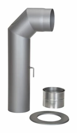 Rauchrohr Set Stahl 2x 45° 700 X 300 Mm Ø 150 Mm Hellgrau, Kurz