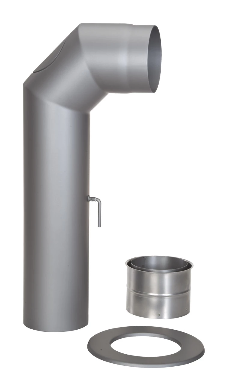 Rauchrohr Set Stahl 2x 45° 700 X 300 Mm Ø 150 Mm Hellgrau, Kurz 1 Rauchrohr Set Stahl 2x 45° 700 X 300 Mm Ø 150 Mm Hellgrau, Kurz