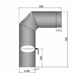 Anschlussrohr Stahl 2x 45° 700 X 500 Mm Hellgrau Mit Tür, Drosselklappe -Cafiro Geschäft 18 341w8tbu6plwdc6o