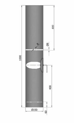Rauchrohr Stahl 1000 Mm Ø 150 Mm Schwarz Mit Tür, Drosselklappe, Kondensring, Kugelfang -Cafiro Geschäft 1840 1