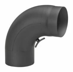 Rauchrohrbogen Stahl 90° Schwarz, Gezogen Mit Tür