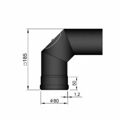 Pellet-Ofenrohrbogen Stahl 90° Schwarz Mit Tür -Cafiro Geschäft 19 252czqf4acay43wh
