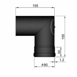 Pellet-Ofenrohrbogen Stahl 90° Schwarz, Mit Tür Auf Muffenseite -Cafiro Geschäft 19 290odcn8cekavy0r