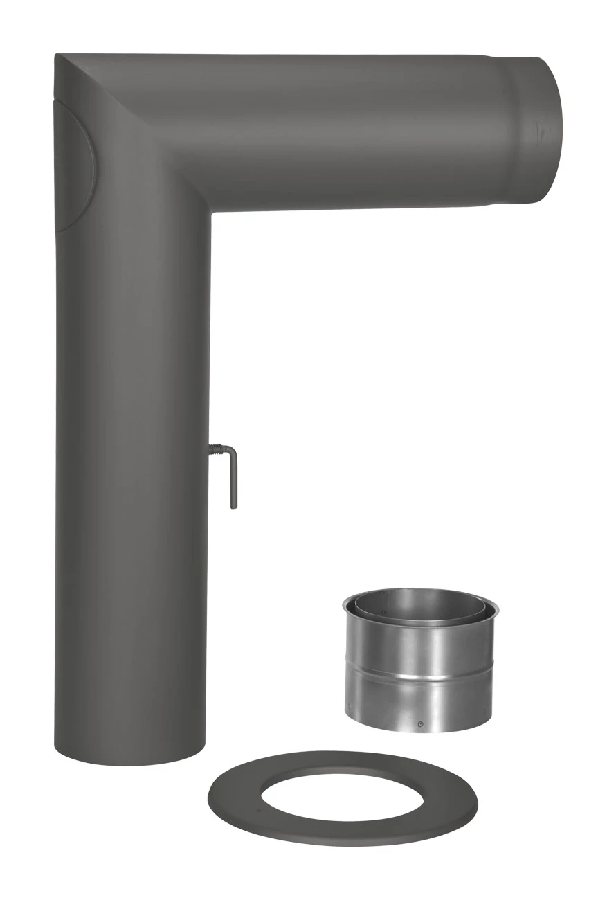 Rauchrohr Set Stahl 90° 700 X 500 Mm Ø 150 Mm Schwarz 1 Rauchrohr Set Stahl 90° 700 X 500 Mm Ø 150 Mm Schwarz