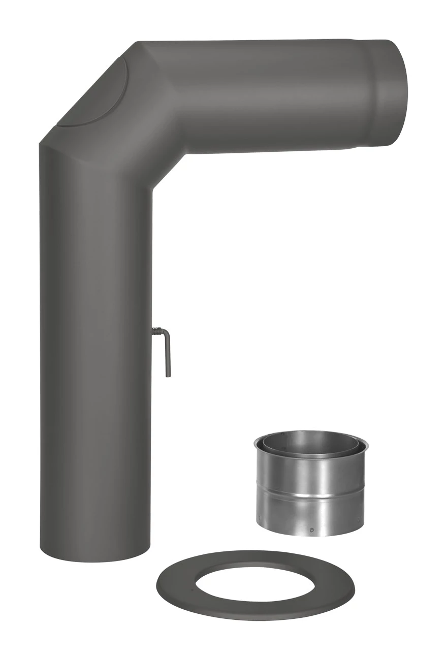 Rauchrohr Set Stahl 2x 45° 700 X 500 Mm Schwarz 2 Rauchrohr Set Stahl 2x 45° 700 X 500 Mm Schwarz – Bild 2