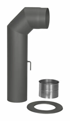 Rauchrohr Set Stahl 2x 45° Kurz 700 X 300 Mm Ø 150 Mm Schwarz