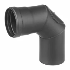Pellet-Ofenrohrbogen Stahl 90° Schwarz Mit Tür