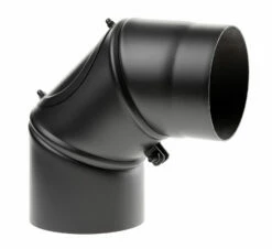 Rauchrohrbogen Stahl Verstellbar 0-90° Schwarz Mit Tür