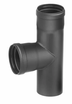 T-Stück Pellet-Ofenrohr Stahl 90° Schwarz, Steckende-Muffe