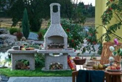 Grillkamin Wellfire NOVA Braun Mit Betonhaube Und Beistelltisch -Cafiro Geschäft 2293 2