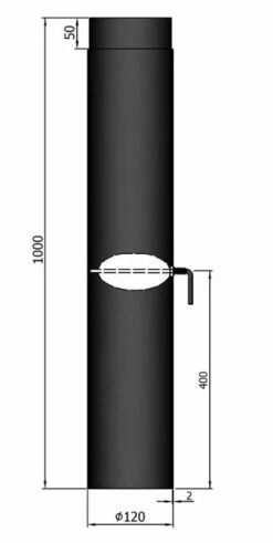 Rauchrohr Stahl 1000 Mm Schwarz Mit Drosselklappe -Cafiro Geschäft 3124 2