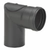 Pellet-Ofenrohrbogen Stahl 90° Schwarz, Mit Tür Auf Muffenseite
