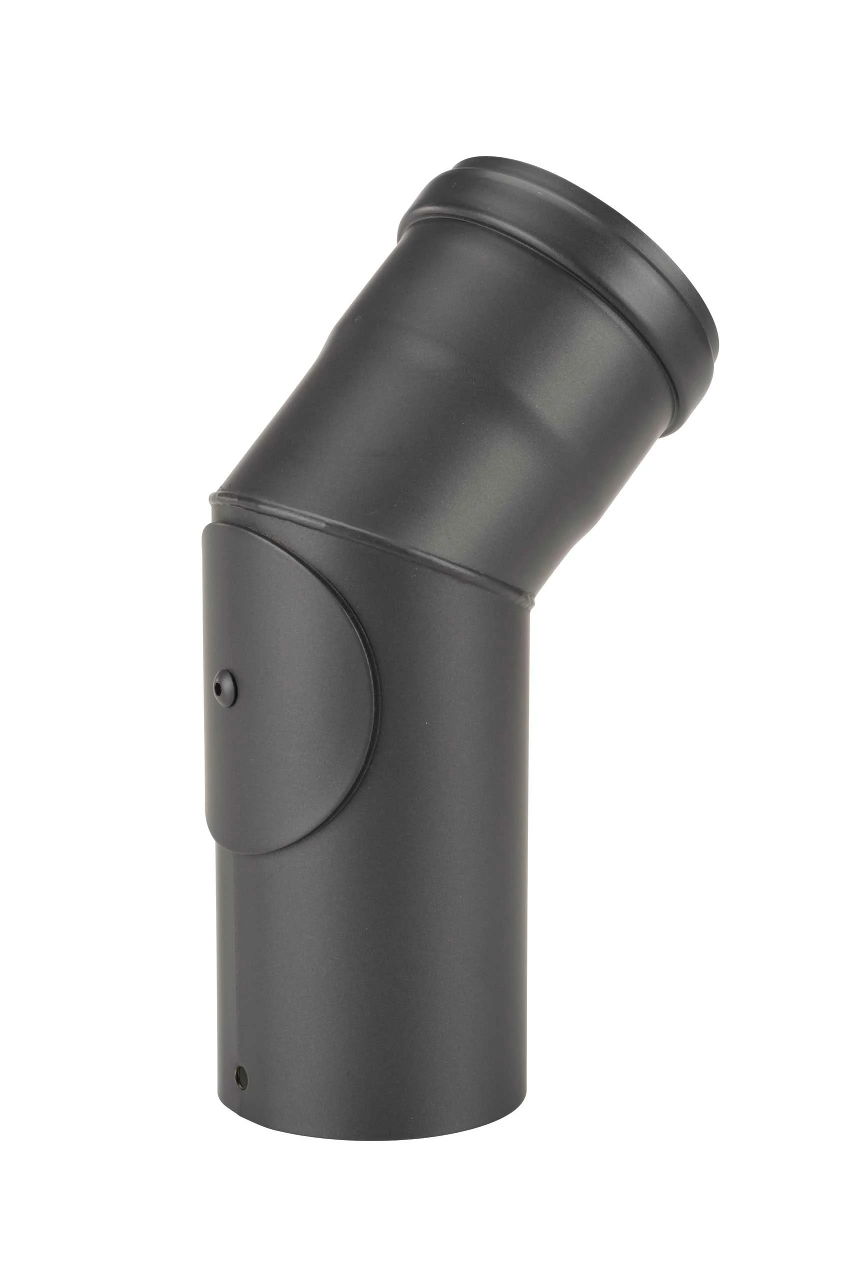 Pellet-Ofenrohrbogen Stahl 45° Schwarz Mit Putztür 1 Pellet-Ofenrohrbogen Stahl 45° Schwarz Mit Putztür