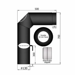 Rauchrohr Set Stahl 2x 45° 700 X 500 Mm Schwarz