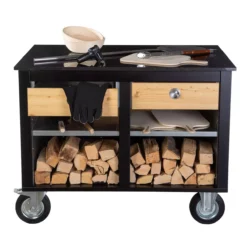 Der Merklinger Outdoor Modul "Eva" (2 Schubladen M. Ablage) -Cafiro Geschäft merklinger holzbackofen grill pizzaofen brotbackofen mobiler seitentisch granit schubladen zubehoer1 schwarz jpg